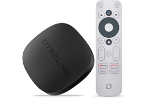 Dynalink Google TV Box, 4K UHD Smart Streaming Media Player with Voice Remote Control & HDMI Cable, 2GB DDR4+16GB eMMC, Support 2.4G/5G Dual WiFi & Bluetooth 5.0, HRD 10+