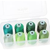 New brothread 8 Spools Embroidery Machine Thread with Box -Different Green | 100% Polyester, Snap Spools to Lock Thread Tails, 1000M (1100Y) Each Spool, Used for for Embroidery &amp; Quilting