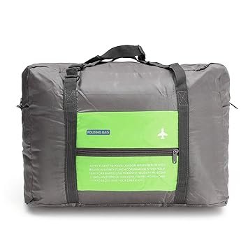 Italish Foldable Reusable Large Carry Tote Bag Trolley Zipper Pouch Lightweight Clothes Organizer-Green