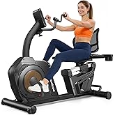 pooboo Recumbent Exercise Bike, Stationary Bikes for Home with Arm Exerciser, Magnetic Recumbent Bike with Ergonomic Backrest & Comfortable Seat, Smart APP, Pulse Sensor, 400LBS Weight Capacity