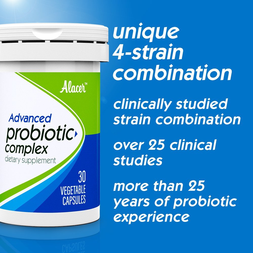 Alacer Advanced Probiotic Complex (30 Count) (1 Box), Digestive Balance Dietary Supplement Vegetable Capsules for Women and Men