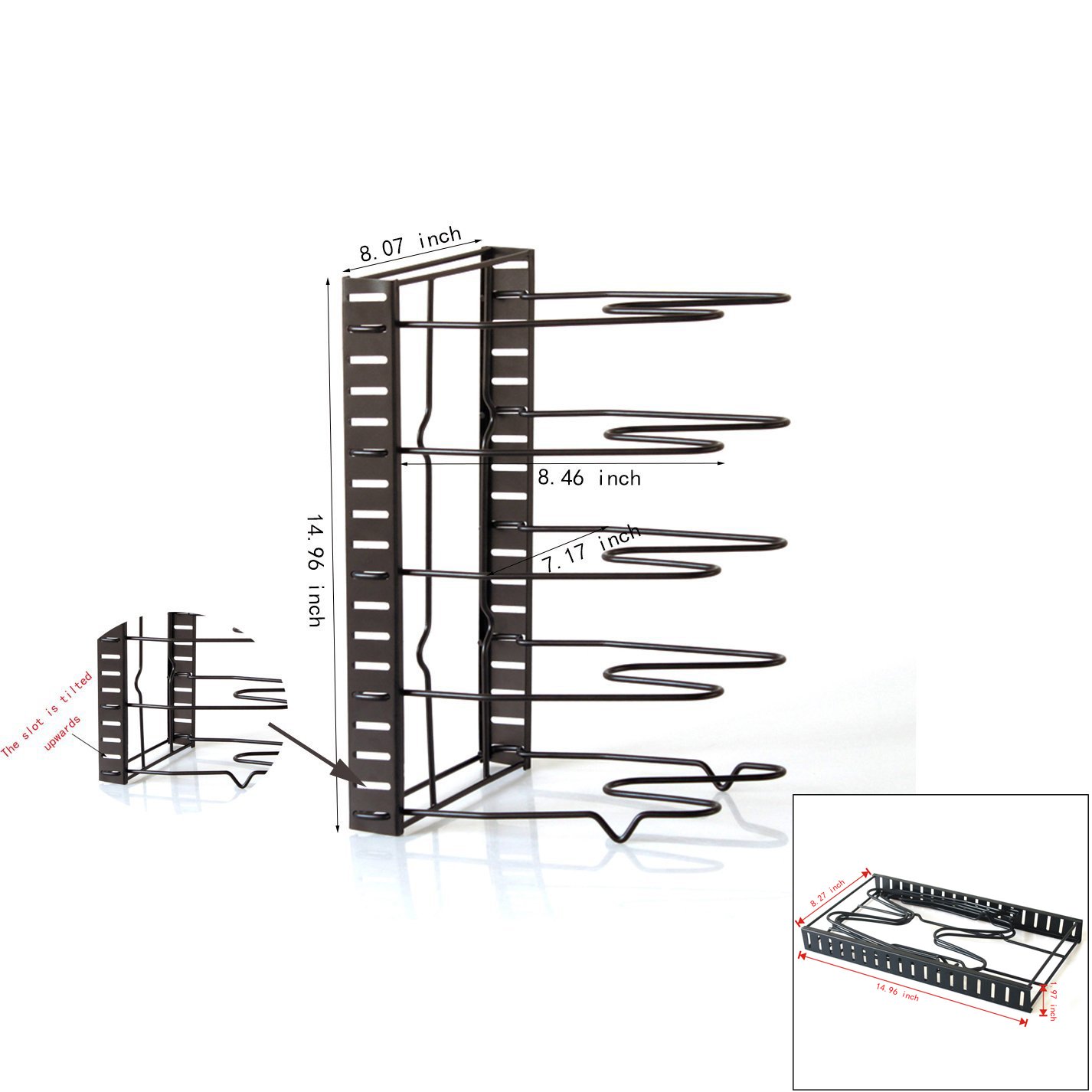 Kuanguang Kitchen Pan Holder Rack Pot Lid Organizer Standing