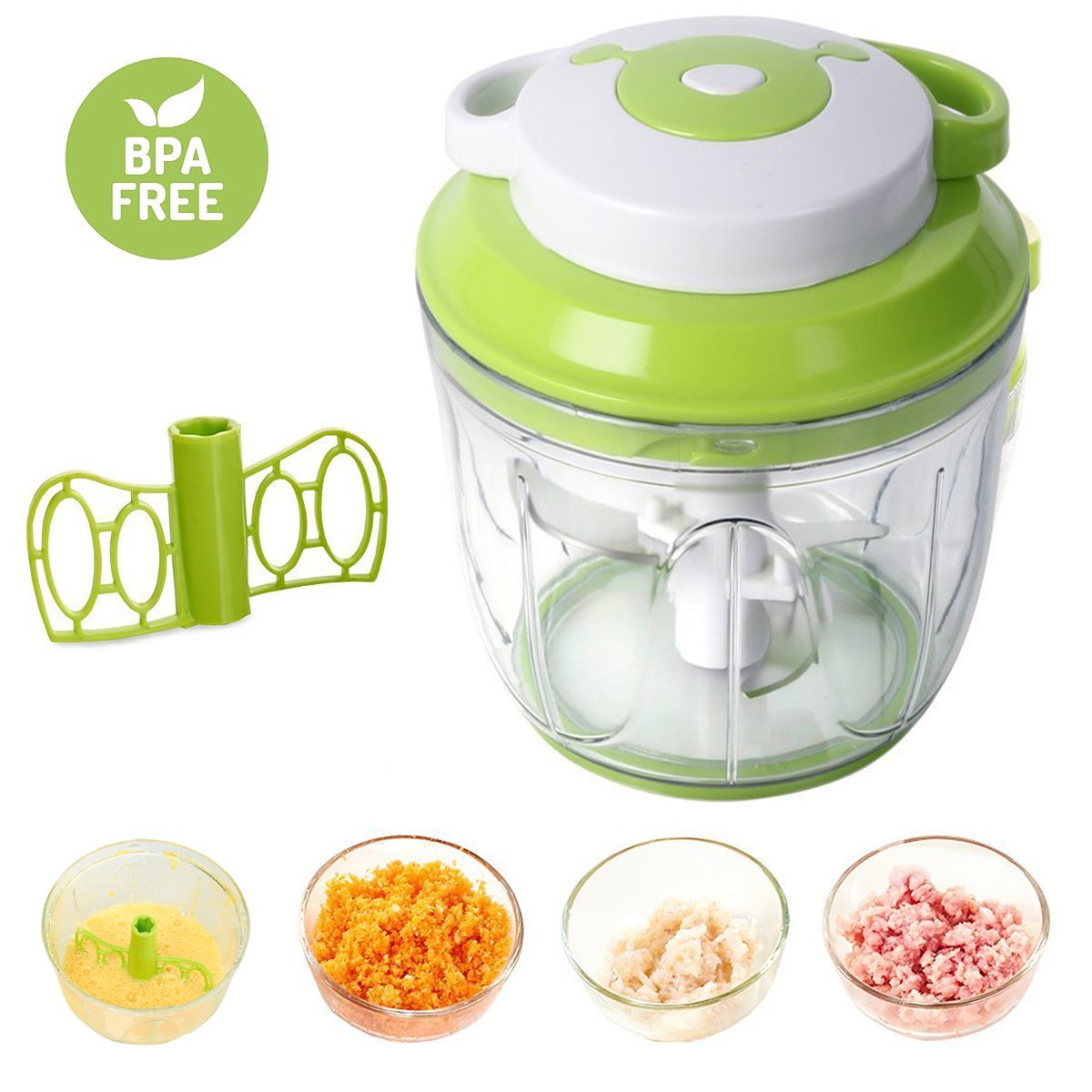 L Picadora de Alimentos Manual Cortador de Verduras con Cuchillas de Acero