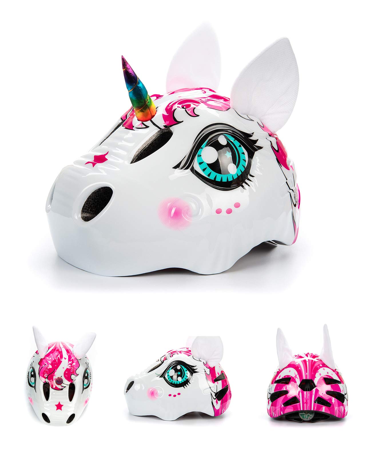 Unicorn Helmet for Toddler and Kid 3D Unicorn CPSC Safety Certified Approximately 2-6 Years Easily Adjuastable,Skateboard Skating Scooter Helmet with Rear Light Toddler Gift Christmas