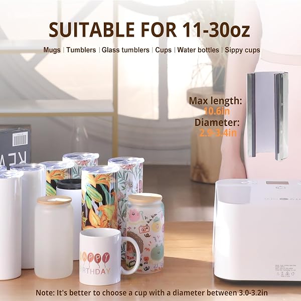 HTVRONT AUTO TUMBLER HEAT PRESS MACHINE – MUG HEAT PRESS HEAT UP FAST & EVEN, PROFESSIONAL TUMBLER PRESS HIGH-SECURITY FOR 2.9″-3.2″ SUBLIMATION TUMBLERS, CUPS, GLASSES AND MUGS, WHITE