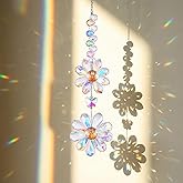Flower Crystal Suncatcher, Crystal Sun Catcher Hanging Ornament Rainbow Maker for Windows Indoor Outdoor Patio Garden Decor