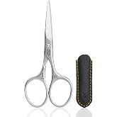 GERMANIKURE Beard &amp; Mustache Scissors, Professional Steel, Leather Case | Precision grooming for facial hair, made in Solingen, FINOX German steel, comfortable control, ideal gift for him