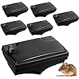 Qualirey 6 Pack Rat Bait Stations with 6 Keys Reusable Mouse Bait Stations Heavy Duty Bait Boxes for Rodents Outdoor Mouse Poison Holder Large Station Traps for Mice Pests, Bait Not Included (Black)
