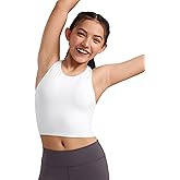 CRZ YOGA Girls Butterluxe Double Lined Racerback Crop Tank Tops - High Neck Dance Yoga Athletic Casual Tight Kids Teen