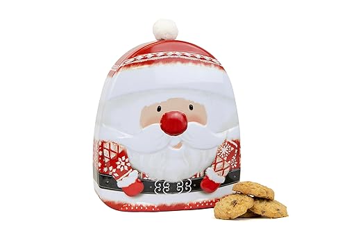 Father Christmas Santa Gift Set - Novelty Christmas Biscuits Gift Set Tin Filled with Fancy Chocolate Chip Cookies - Luxury Tins of Biscuits for Women and Men, English Gifts & Presents for Food Lovers