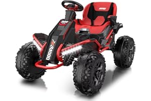 ANPABO 24V 4x4 Ride On Toy for Big Kids, 4x200W Motors, 5MPH, Kids Car w/Parent Remote, Wide Adjustable Seat, Headlights, Metal Frame, Shock Absorbers, 4 Wheeler Quad, Red