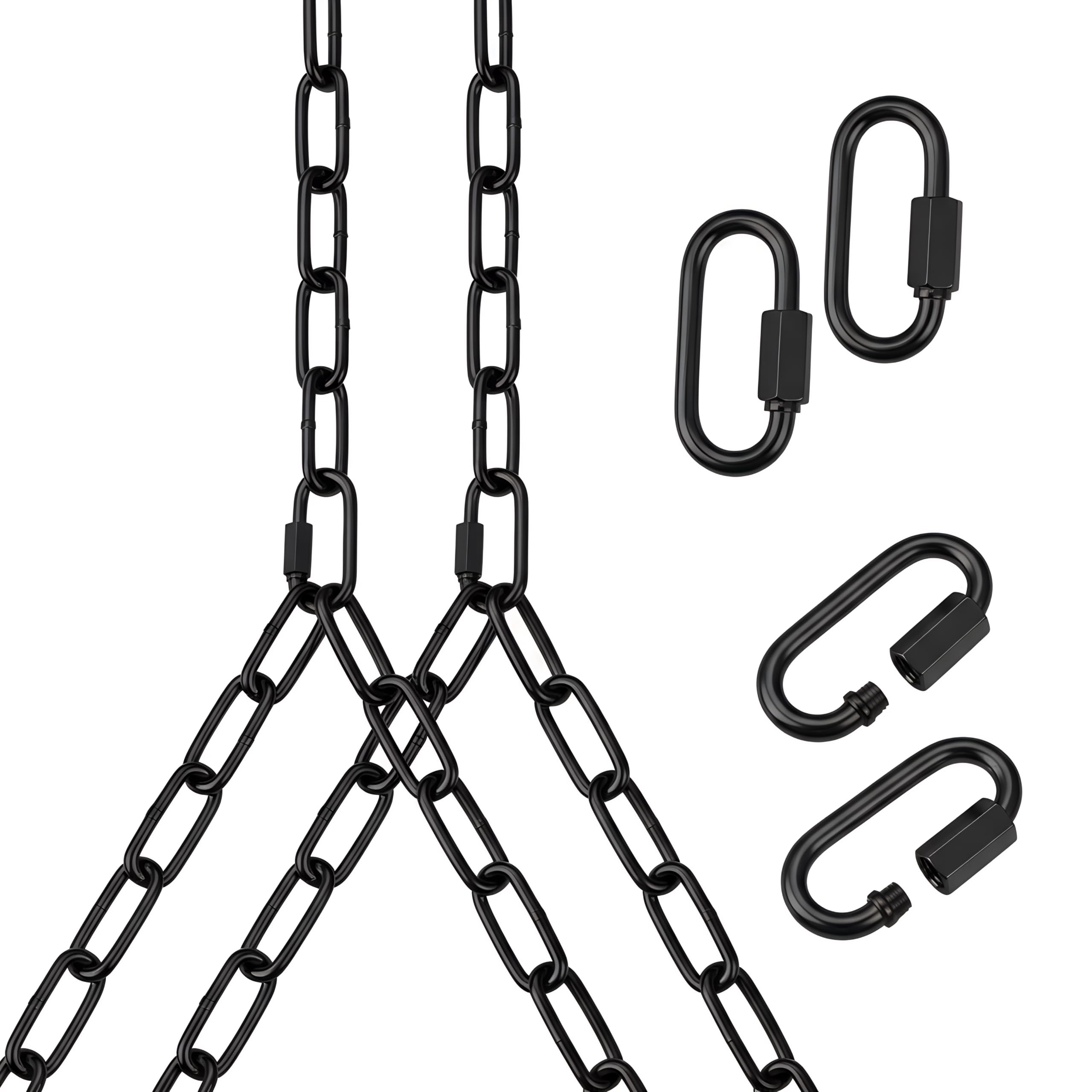 Photo 1 of Otoolling Heavy Duty Porch Swing Hanging Chain Kit (2 Pack) 1500 Lbs Capacity, Up to 7.1ft Length- Rustproof Zinc-Plated, 4 Quick Links & 2 Y-Chain Assemblies, Indoor/Outdoor Hanging Hardware(Black)