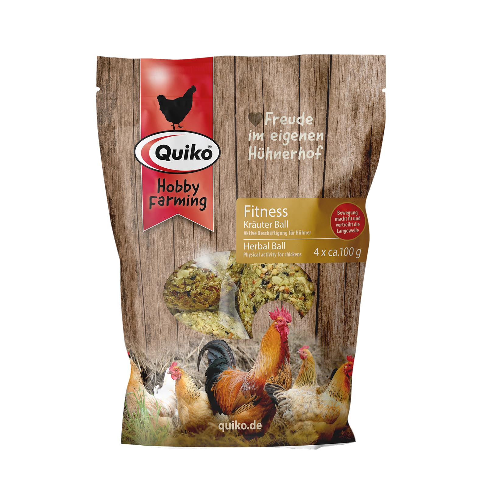 Quiko Quiko Hobby Farming Fitness Herbal Ball 4x100g - Chicken activity - Colourful fitness ball made from tasty herbs and treats - Promotes the natural pecking behaviour of your chickens — image 1