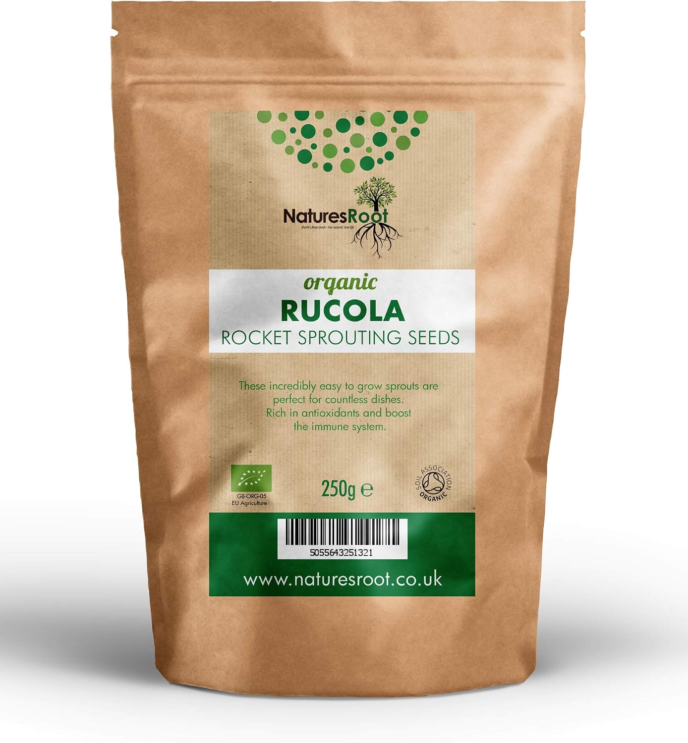 Natures Root Organic Rocket (Arugula) Seeds 250g - Sprouting Microgreens