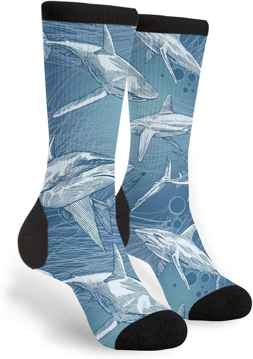 Shark Underwater Sea Fish Novelty Socks For Women & Men One Size - Gifts