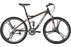 YH-S7 Mountain Bike Full Suspension Frame 21 Speed Shifter 27.5 Inch Wheels Dual Disc Brakes Bikes for Men Orange