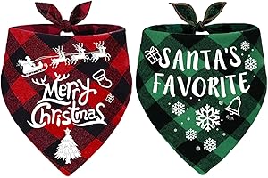 DULUDULU 4 Pack Plaid Holiday Dog Bandana Christmas Dog Bandanas Holiday Dog Bandanas Classic Triangle Printing Pet Scarf Accessories for Small to Large Dogs Cats