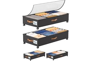 ZHITTHOME 2Pack Under Bed Storage with Wheels, 58L XXL Under Bed Shoe Storage Containers, Clothes Organizer & Bedroom Furnitu