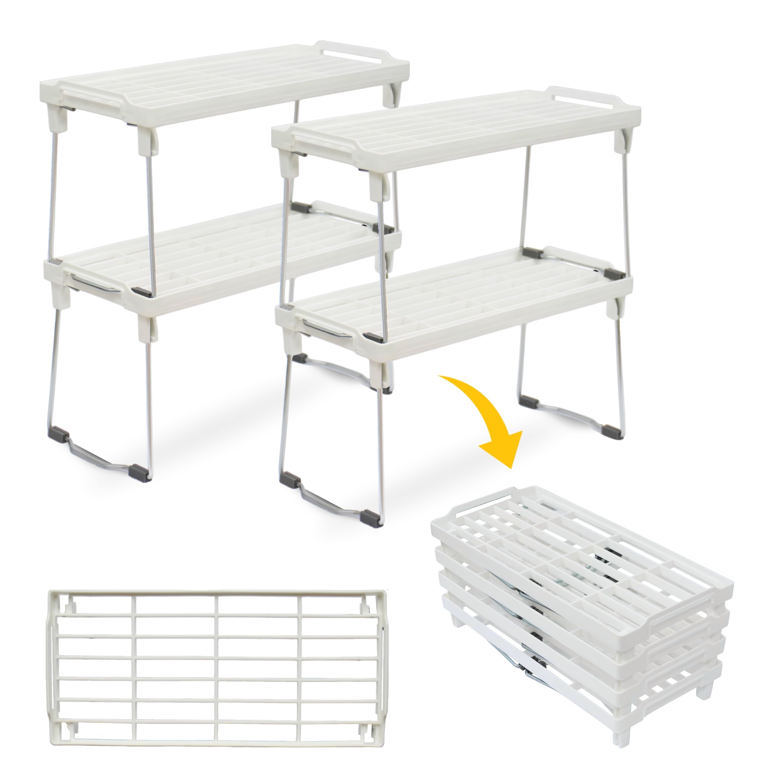 Fridge Freezer Riser Plastic Kitchen Cabinet Shelf Organizer, Stackable Freezer Rack ...