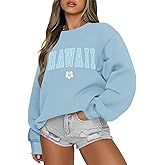 Pairxily Oversized Graphic Sweatshirt for Women Preppy Hawaii Sweatshirts for Teen Girls Beach Long Sleeve Shirts Pullover