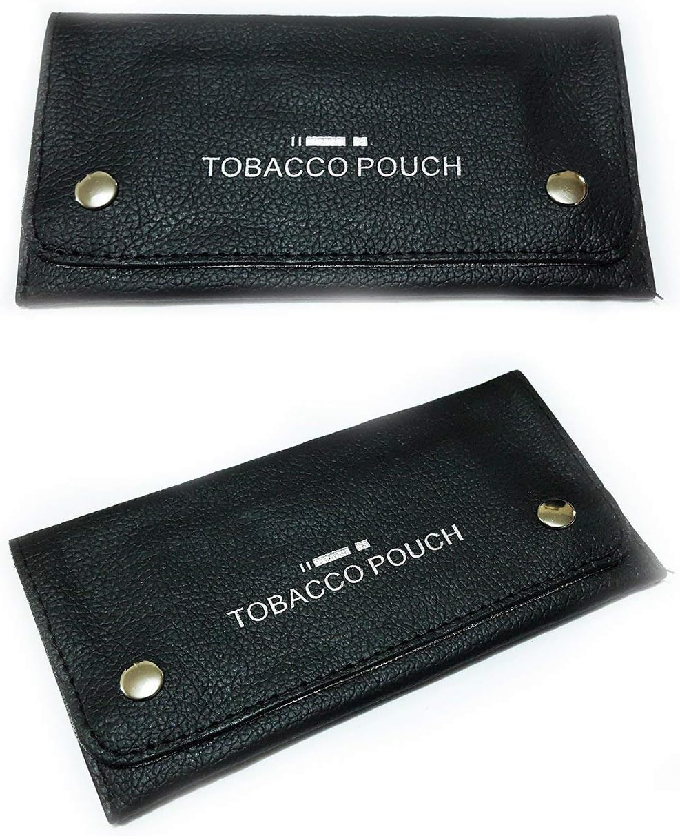 2 X Soft Black Leather Tobacco Pouch Lined Paper Slot Rolling Pocket rizla smooking