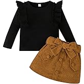 ChuYuKu Toddler Girl Clothes Fall Winter 2Pcs Baby Girl Outfits Sweater Skirt Set Belt Plaid Dress for Girls Fashion