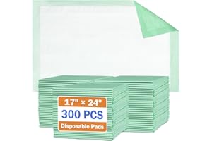 MILDPLUS Disposable Underpads 17"×24"(300 pcs) Light Absorbent Bed Pads Small Chucks Pads for Kids, Puppy, Cat and Tioilet