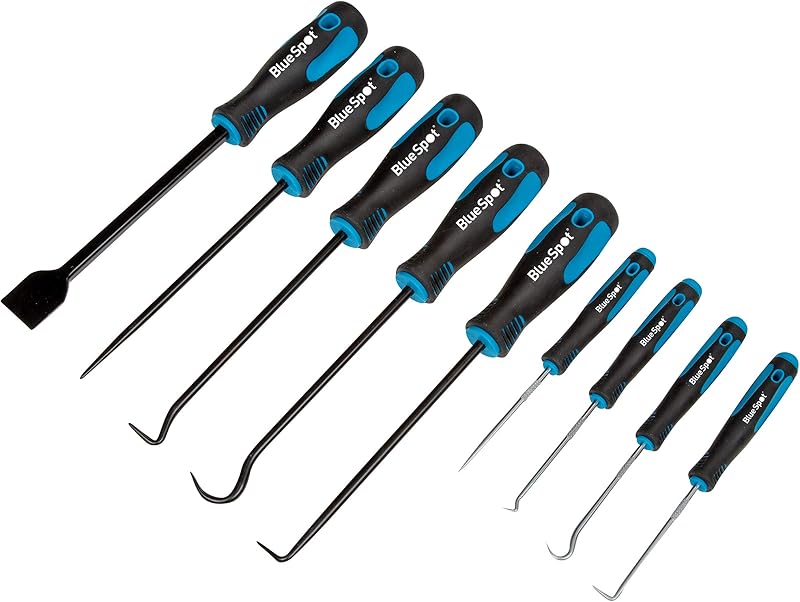 Blue Spot Tools 07959 9PCE Heavy Duty Hook Pick & Scraper Set Chrome Vanadium
