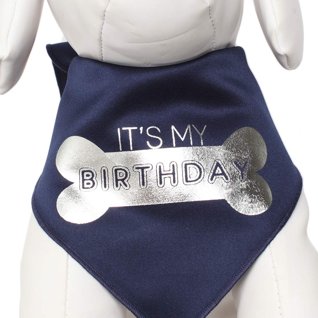 Tail Trends Happy Birthday Dog Bandanas with My Birthday Bone Silver Bone Design - 100% Cotton