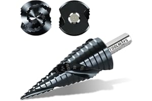TOOLMAYS M35 Cobalt HSS Step Drill Bit, Nano TiAlN Coating with Spiral Flute, 18 Steps 3/16"–1-1/4", 3/8" Tri-Flatted Shank f
