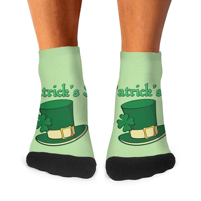 Happy St Patrick S Day Clover Top Hat Mens Socks Daily Breathable