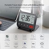 NOKLEAD Digital Travel Alarm Clock Mini Backlight Calendar Temperature 12/24H view 2