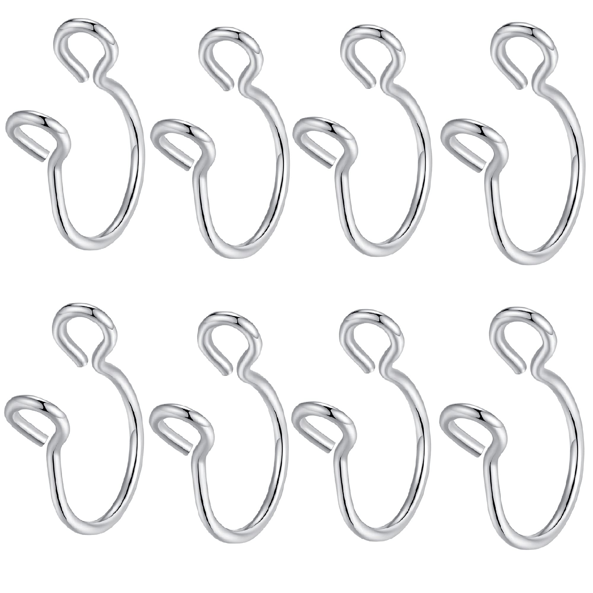 Popuhoops 8pcs Surgical Steel 20G 8mm Fake Nose Ring Hoop for Faux Lip Septum Nose Ring Set Non Piercing Clip On Hoops Faux Piercing Helix Cartilage Lip Septum Jewelry Set
