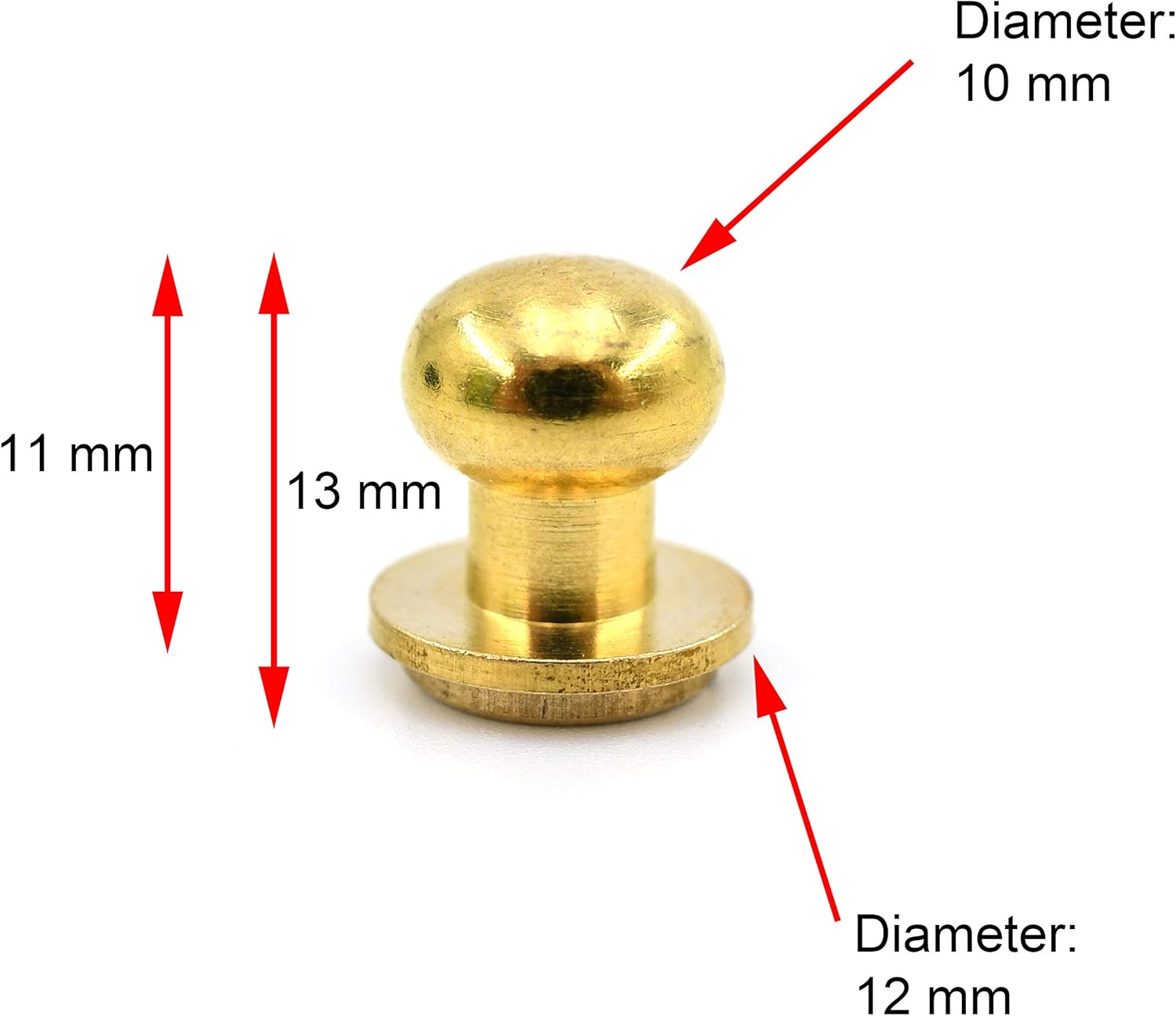 SILMEN Quality Solid Brass/Zinc Alloy Sam Browne/Round Head Button Stud Screw Rivets Decoration 10 pcs for Leathercraft DIY - Image 4
