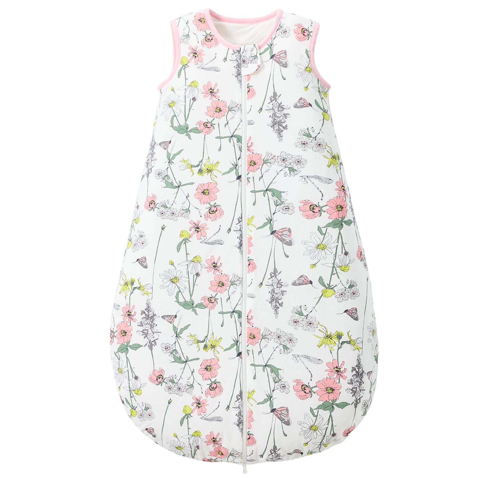 Duomiaomiao Baby Sleeping Bag 1.5 Tog, 100% Cotton Baby Wearable Blanket, Unisex Sleep Sack for 18-36 Months Girl Boy, Large Flower — image 1