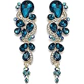 BriLove Women's Bohemian Boho Crystal Wedding Bridal Multiple Teardrop Chandelier Long Dangle Earrings