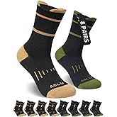 Men's Performance Athletic Socks with Arch Support & Compression Fit - Mid-Calf Workout Socks for Running, Gym, Daily(8Pairs)