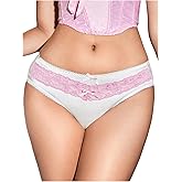 OYOANGLE Women's Floral Lace Bow Brief Cute Babydoll Underwear Breathable Mesh Sheer Panties