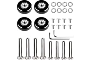 FRCOLOR Luggage Wheel Replacement Kit 54x18mm Rubber Suitcase Wheels with Bearings, Axles, Wrenches Spacers
