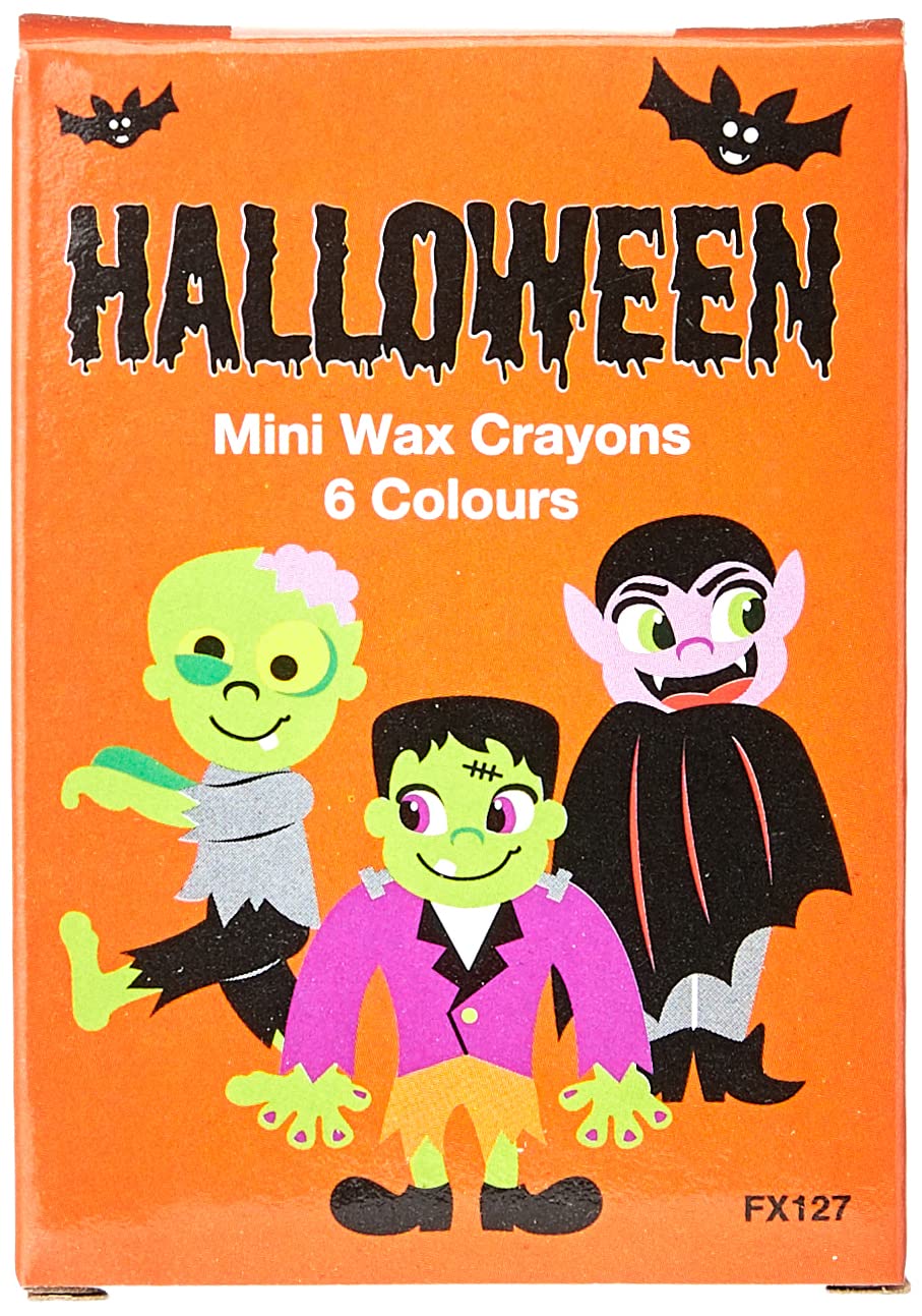 Baker Ross FX127 Halloween Mini Crayons - Pack of 10 Boxes, Crayons for Kids, Colouring for Children, Kids Halloween Party Bag Filler