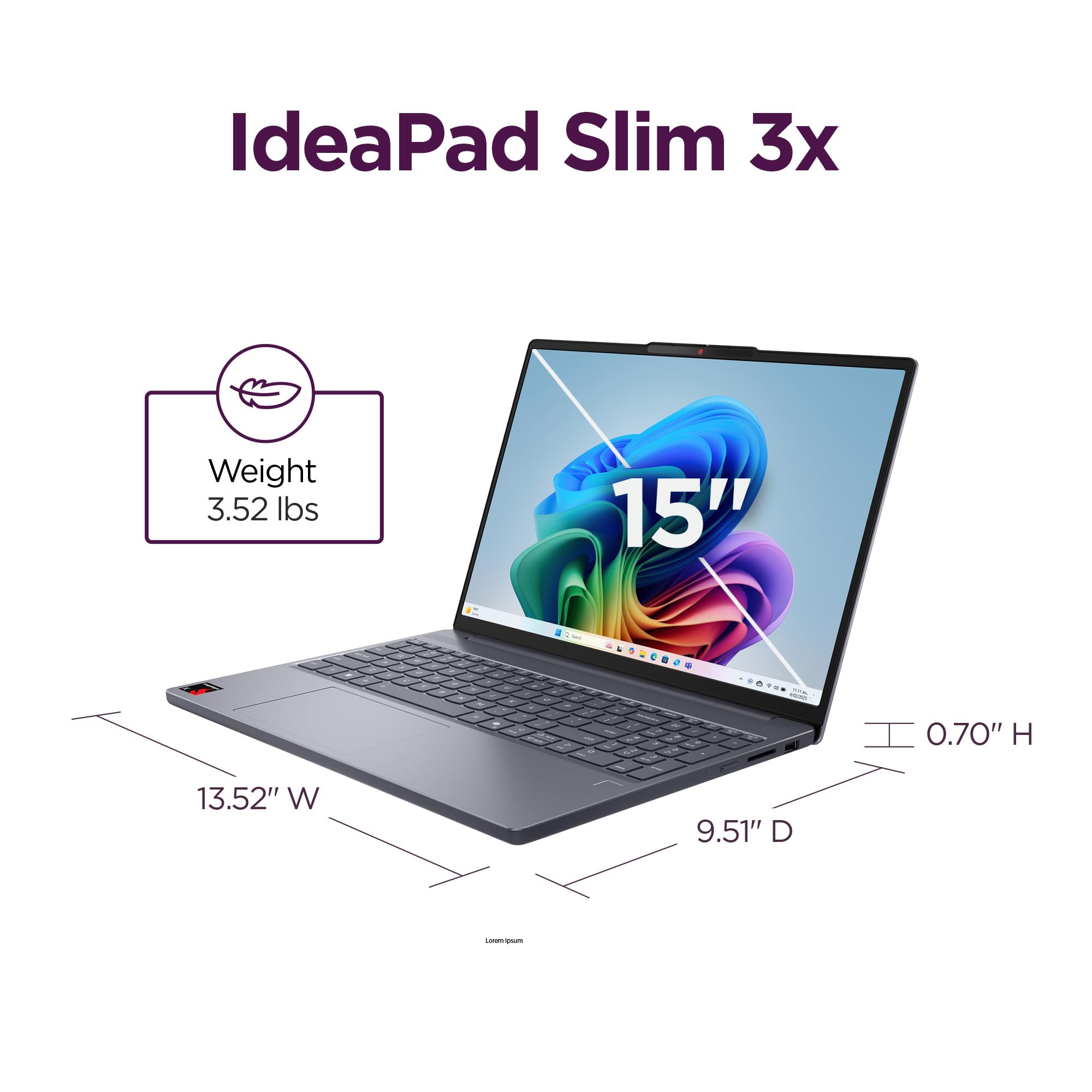 Lenovo IdeaPad Slim 3X - 2025 - Everyday AI Laptop - Copilot+ PC - 15.3