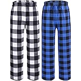 Ekouaer 2 Pack: Boys Pajamas Pants Soft Elastic Waist PJ Bottoms Comfy Lounge Long Pants with 2 Pockets 4-14 Years