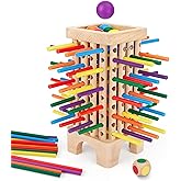 Montessori Game Wooden Board Game, 42 Colorful Wooden Sticks Dice Game Math Educational Toys for 3 4 5 6 Years Old, Fine Motor Skills Toys & Counting Toy Family Game Travel Toys Gifts for Kids