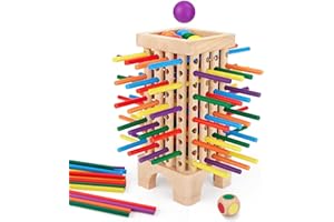 CENTTECHI Montessori Game Wooden Board Game, 42 Colorful Wooden Sticks Dice Game Math Educational Toys for 3 4 5 6 Years Old, Fine Motor Skills Toys & Counting Toy Family Game Travel Toys Gifts for Kids