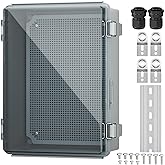 Joinfworld Lockable Outdoor Weatherproof Electrical Box for Electronics Outside 11.4x7.5x5.5 Weather Proof Electrical Box Plastic Nema 4 Enclosure Clear