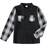 PureChapter Boys Button Down Shirt Fashion Long Sleeve Plaid Pocket Kids Clothes Fall Winter School Casual Shirt