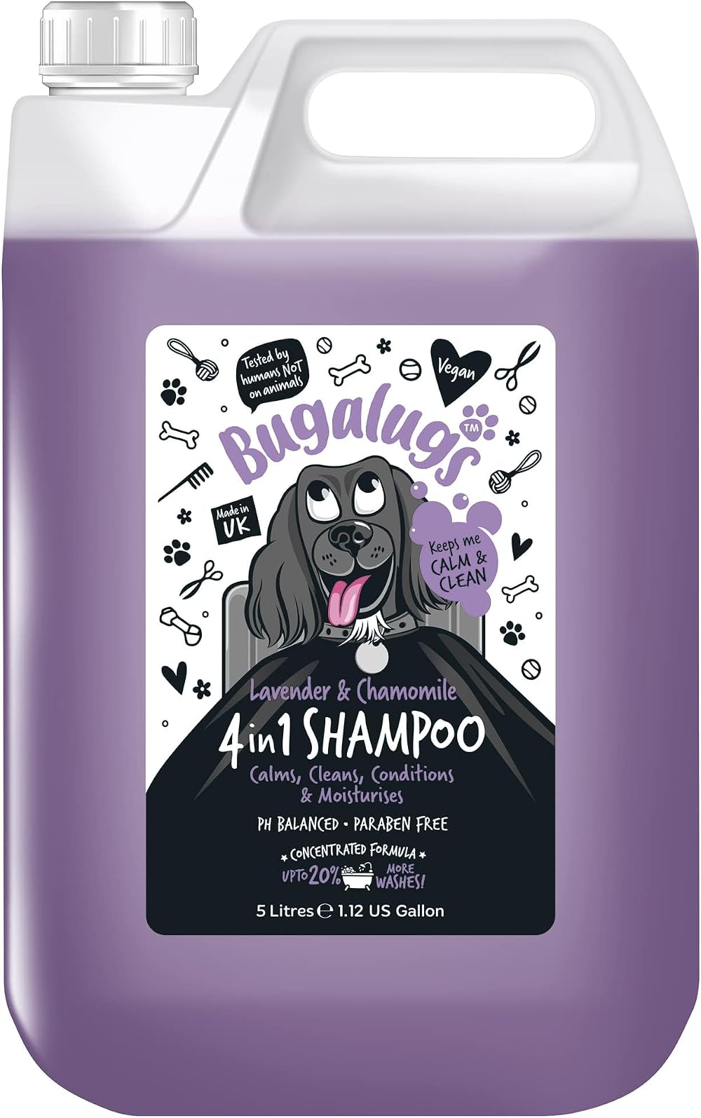 BUGALUGS Dog Shampoo Lavender & Chamomile 4 in 1 5 Litre vegan conditioner