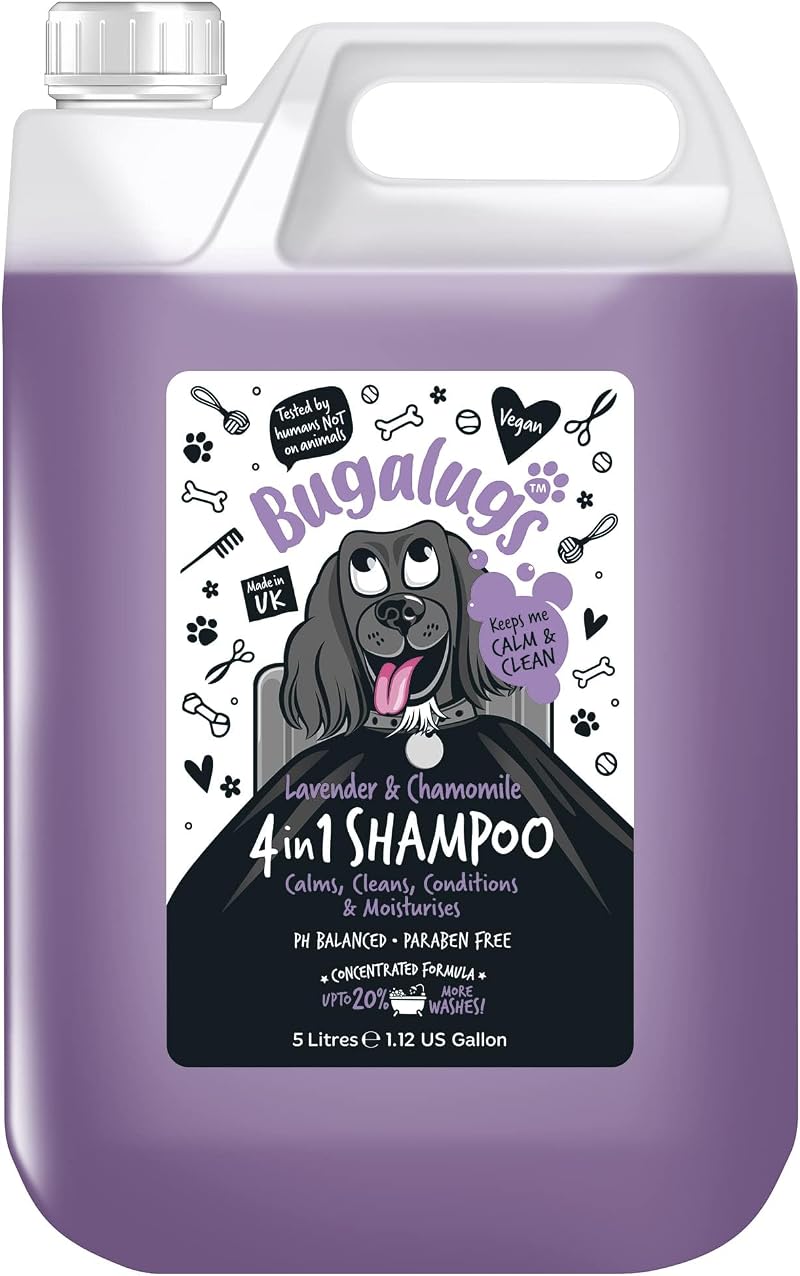 BUGALUGS Dog Shampoo Lavender & Chamomile 4 in 1 5 Litre vegan conditioner