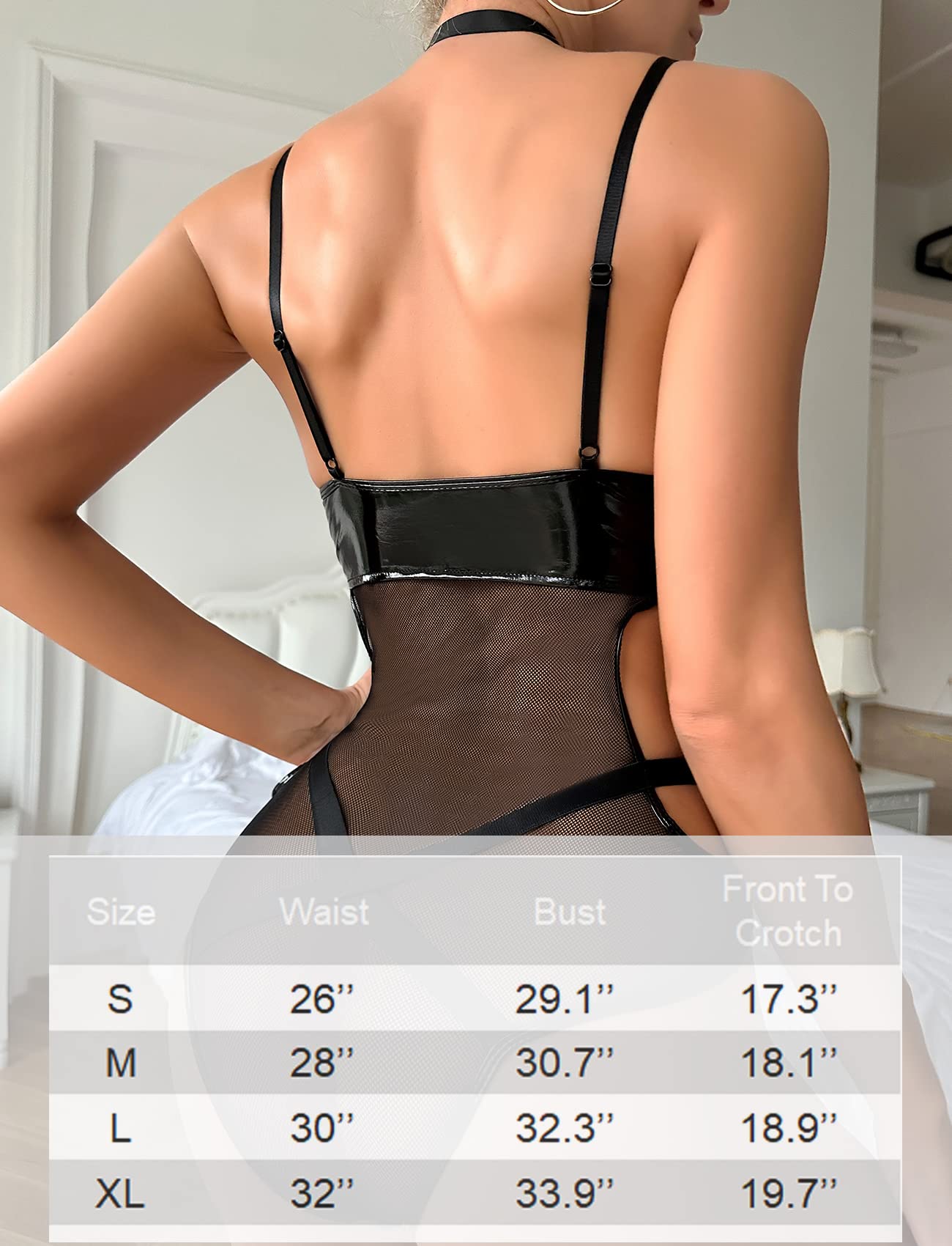 Sxglamr Women Wetlook Leather One Piece Lingerie Lace Teddy Corset Bodysuit Clubwear