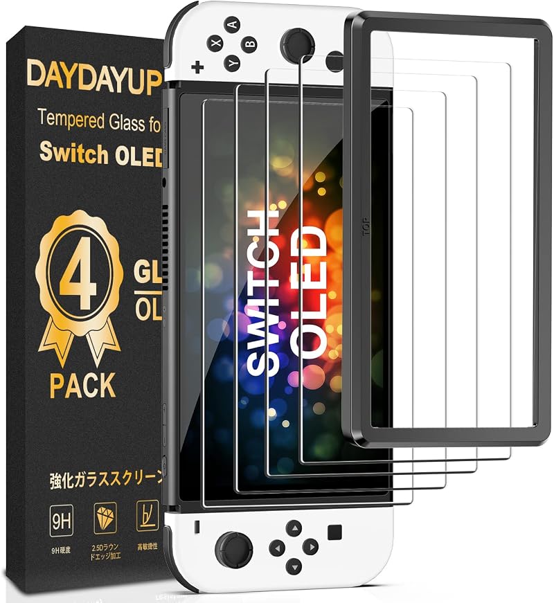daydayup Screen Protector 4 Pack for Nintendo Switch Lite 2019 0.3mm 9H HD